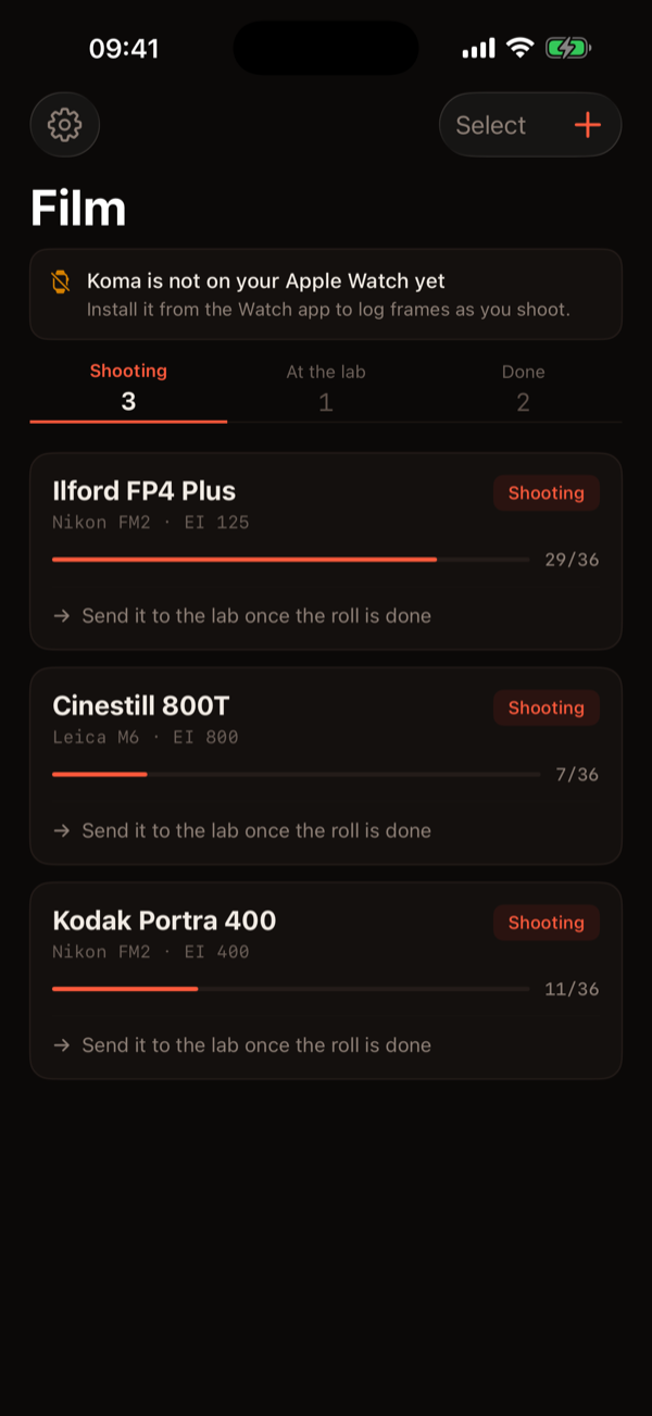 iPhone · Roll list